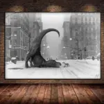 Retro Wanna Play Poster Dinosaurs And Tigers Art Canvas Painting Nordic Printing Wall Home Decor Living Room Bedroom Frameless
