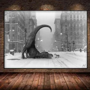 Retro Wanna Play Poster Dinosaurs And Tigers Art Canvas Painting Nordic Printing Wall Home Decor Living Room Bedroom Frameless