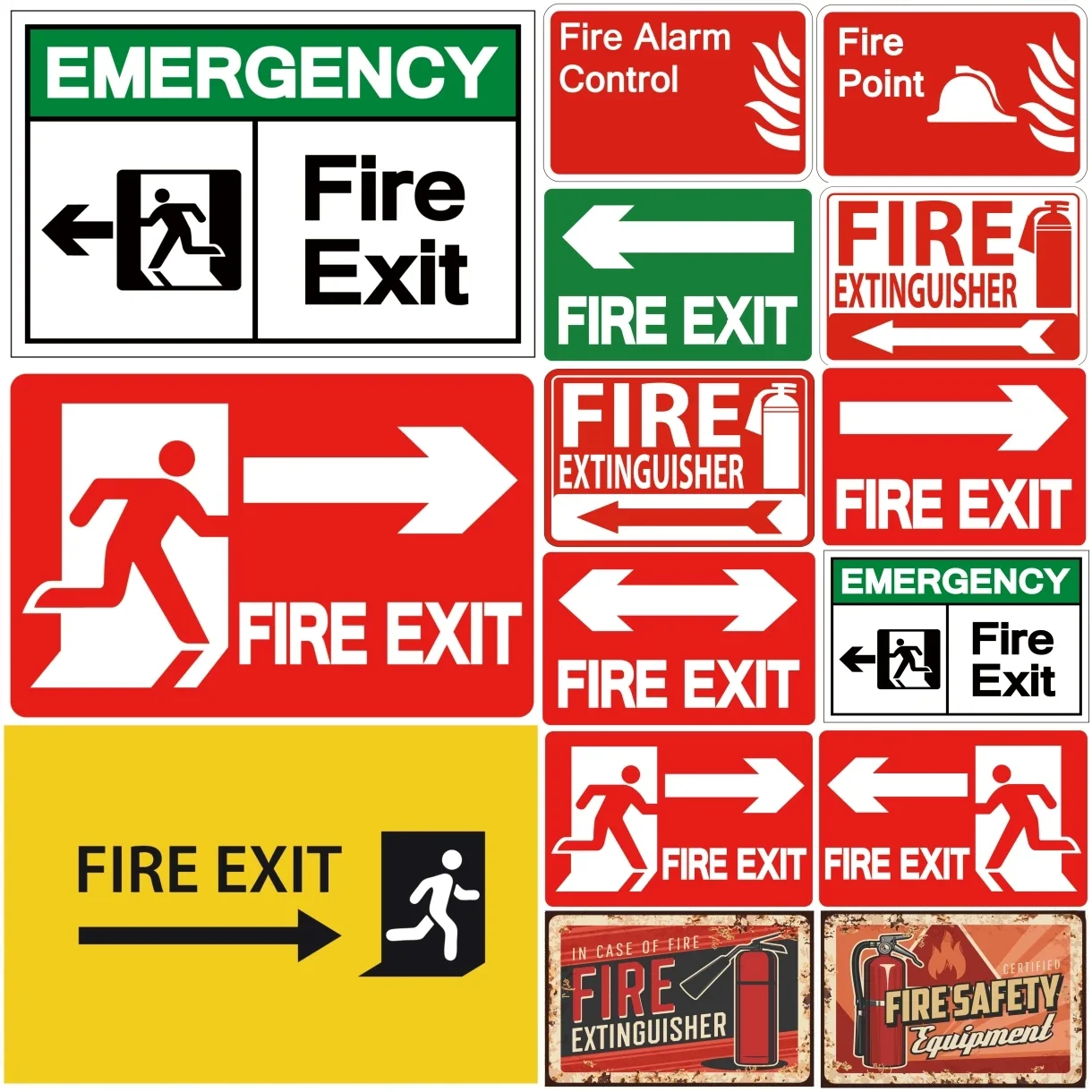 Fire Safety Warning and Fire Safety Exit Metal Aluminum Sign Plaque For Public Place Company Home Club Bar Hotel Cafe Wall Decor - Image 3
