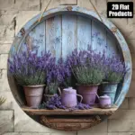 2D Flat, 1pc, Round Wooden Decorative Sign Plaque with Lavender Theme, Suitable for Bar Kitchen Coffee Shop Home Living Room Off