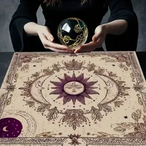 1pc Sun & Moon Floral Tarot Tablecloth – Elegant Celestial Design for Divination & Home Decor 50x50cm 90x90cm