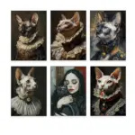 victorian sphinx cat, moody cat print, dark academia, gothic sphinx cat art, witch, dark academia wall art, home decor poster