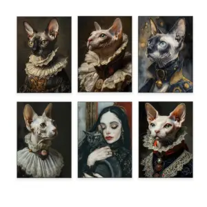 victorian sphinx cat, moody cat print, dark academia, gothic sphinx cat art, witch, dark academia wall art, home decor poster