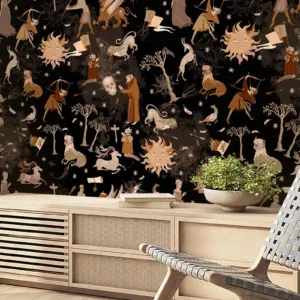 Medieval Wallpaper Peel and Stick,,Dark Academia Wall Mural, Mysterious Astrology Wall Decor,Self-adhesive Or Tradition Un-paste