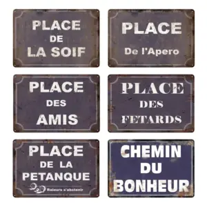 Place Plaque Metal Vintage Shabby French Text Sign Wall Tin Sign Decor For Toilet Cuisine Shop Crafts Decorative Plate Painting