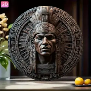 Vintage Maya Aztec Metal Wall Art - 2D Flat Aluminum Sign for Garden, Bar, Cafe Home Decor 7.87x7.87in