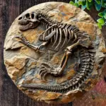 2D Dinosaur Fossil Art Style Hanging Decoration Aluminium Metal Logo Round Metal Plaque Wall Art Decoration