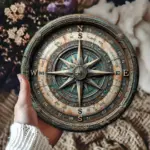 8in 2D Wooden Flat Disc Nautical Compass Sailor Career Wooden Deck Wooden Boat Decoration Gift Decoration For Sailing Enthusiast