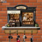 2D Retro Baking Style Wooden Keychain with Four Metal Hooks, Suitable for Home, Wall, Porch, Room, Villa, All Season Decoration