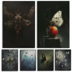 1pc frameless Dark Gothic Botanical Butterfly and Moth Posters Whimsical Cottagecore Garden Prints Canvas Painting Wall Art Home