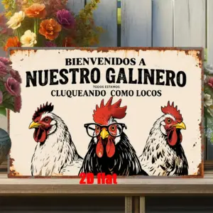 A  Metal Wall Sign, Perfect for Home Wall Decoration, Featuring a Spanish Chicken Coop Design. Suitable for Use in Yards, Garden