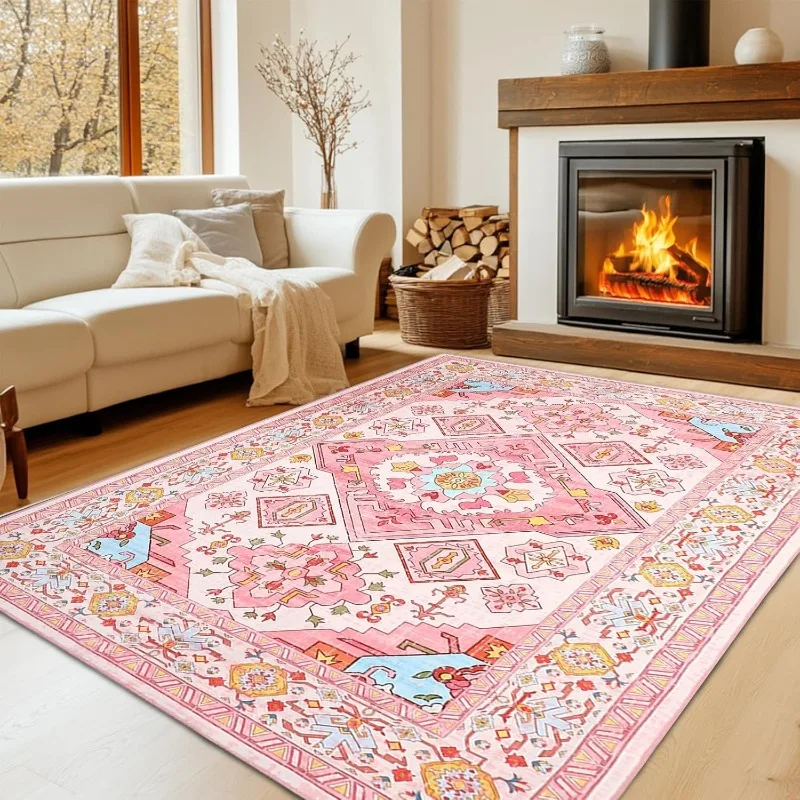 Elegant Floral Area Rug for Living Room Bedroom Large Soft Floor Mat Non-Slip Coffee Table Carpet Home Decor - Image 2