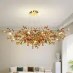 Modern Minimalist Ginkgo Leaf Glass LED Chandelier Living Room Dining Room Hanging Indoor Home Decoration Lighting Fixtures