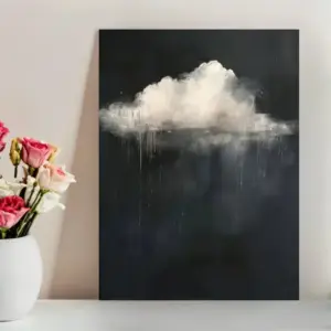 1pc Gothic Abstract Clouds Canvas Art - Vintage Dark Academia Style, Humorous Bathroom Decor, Unique Wall Art for Living Room, B