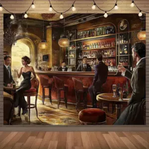 Vintage Bar Scene Wall Art Classic Cocktail Lounge Decor Elegant Nightclub Painting Retro Style Home Decoration Party RoomPoster
