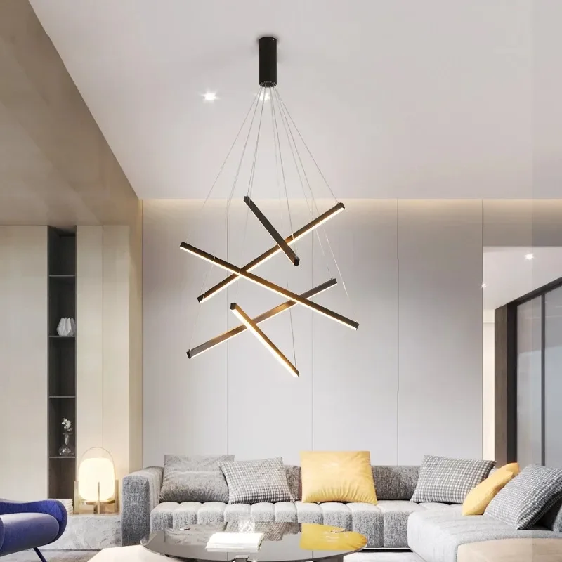 Modern Stair Ceiling Chandelier Bar shaped LED Pendant Light Living Room Duplex Building Highrise 90-260v Indoor Hanging Lamp - Image 4