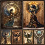 Isis Ancient Egyptian Goddess Wall Art Canvas Painting,Sacred Feminine Priestess Art Poster Print Dark Academia Witchcraft Decor