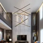 Modern Stair Ceiling Chandelier Bar shaped LED Pendant Light Living Room Duplex Building Highrise 90-260v Indoor Hanging Lamp