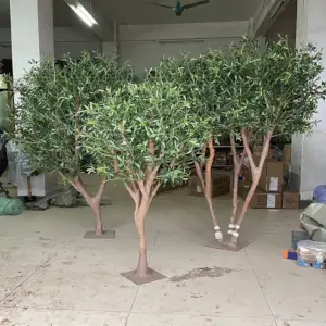 Simulated olive tree, indoor and outdoor green plant decoration, anti-solid wood fake tree home hotel office decoration