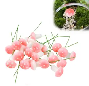 50Pcs Pink/Purple Foam Mushrooms Miniatures Fairy Garden DIY Bottle Landscape Decorative Mushroom Home Decoration Crafts