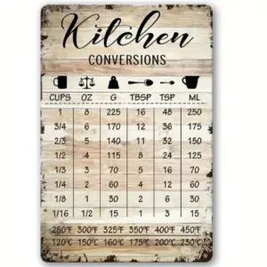 Rustic Kitchen Conversion Chart Metal Wall Art - Vintage Farmhouse Decor for Pantry Organization