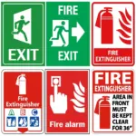 Fire Safety Warning and Fire Safety Exit Metal Aluminum Sign Plaque For Public Place Company Home Club Bar Hotel Cafe Wall Decor