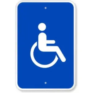 WeatherproofHandicapSign p00155 Accessible Handicap Symbol Aluminum Weatherproof Sign - 8"x12", Home/Business Facility Signage