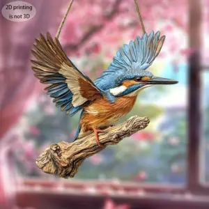 Flat-printed colorful kingfisher wooden wall-mounted bird design for home porch decoration, rural farmhouse arrangement