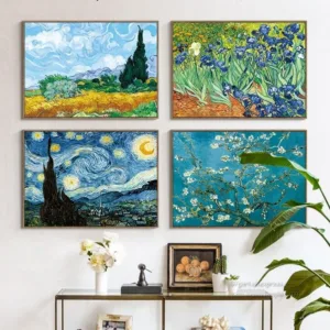 Van Gogh Oil Painting Works Sunflower Apricot Abstract Canvas Art Print Poster Picture Wall House Decoration Murals