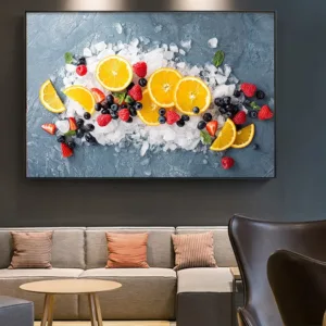 1 Pieces Modern Kitchen Home Decor Wall Art Posters For Living Room Oranges And Berries On Ice Fruits Picture HD Canvas Painting