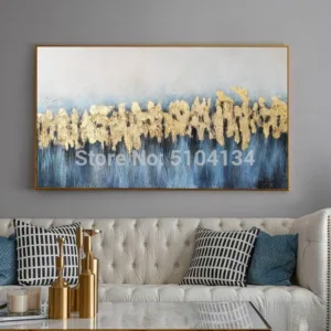 100% Hand Painted  Gold  Oil Painting On Canvas Paintings For Living Room Modern Abstract Wall Art decoration