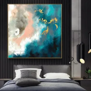 100％ Hand-painted New Blue Gold Modern Oil Painting Art Nordic style Paintings for All Kinds Of Wall Decor Frameless