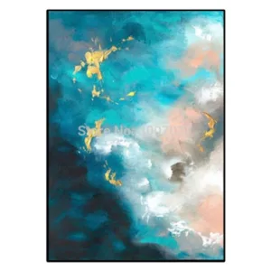 100% Handmade Abstract Gold and Green Color Oil Painting on Canvas Wall Art Oil Picture Bedroom Cuadros Decor Free Shipping
