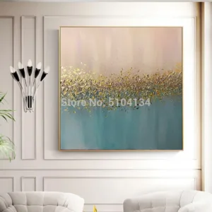 100% Handmade Thick Textured Gold Foil Oil Painting Abstract Can