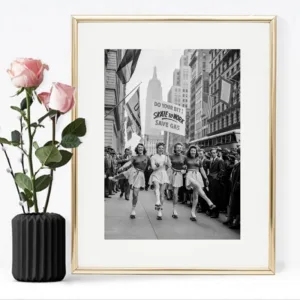 1940's Vintage Photography Prints Skate To Work Roller Skating World War II Black and White Canvas Poster Home Wall Art Decor