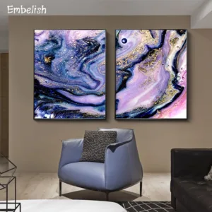 2 Pieces Nordic Marble Abstract Pattern For Living Room HD Print Canvas Paintings Modern Home Decor Wall Art Pictures