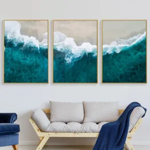 3PCS SET Wave Beach Landscape Abstract Wall Art Picture Canvas Painting Poster Print Wall Art Pictures Living Room Decoration