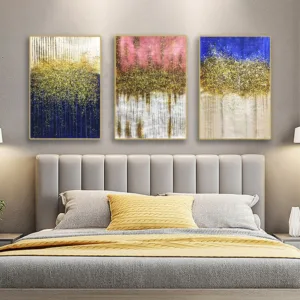 3 pieces gold abstract painting on canvas wall art pictures for living room home wall decor original thick texture quadro