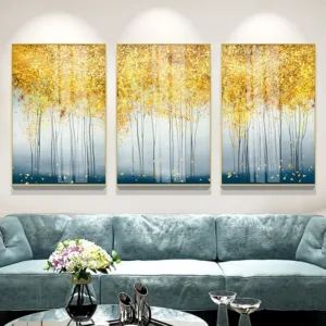 3 pieces gold art abstract canvas painting wall art pictures for living room home wall decor quadro decor original thick texture