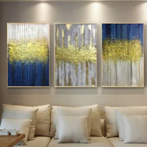 3 pieces gold line abstract canvas painting wall art picture for living room home wall decor original texture quadro