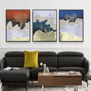 3 pieces gold line abstract painting on canvas wall art pictures for living room home wall decor original thick texture quadro