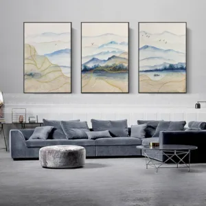 3 pieces gold mountain abstract painting on canvas wall art pictures for living room home wall decor original texture quadros
