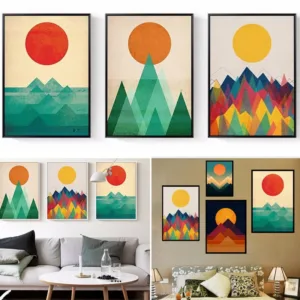 30*40cm Abstract Japanese Sunrise Posters Prints Wall Art Canvas