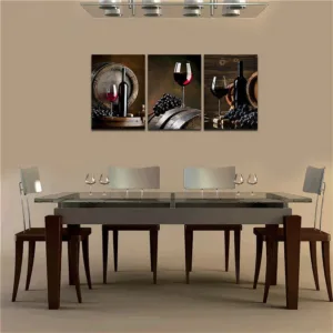 3PC Red Wine Grape Posters and Prints Vintage Home Decorations Canvas Painting for Room Wall Decor Kitchen Piece Framed Wall Art