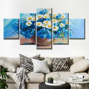 5 panels Abstract Floral Flower Canvas Painting Modern Minimalis