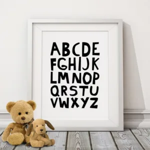 ABC Alphabets Canvas Painting Nursery Posters Prints Black and White Wall Art Pictures for Kids Baby Room Home Decor unframed