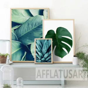 Nordic Minimalism Green Plant Leaves Canvas Painting Wall Art Print Poster Wall Pictures For Living Room Home Decor