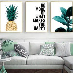 Pineapple Letters Leaves Art Print Poster Nordic Living Room Wall Art Painting Decor Poster Still Life Home Decor