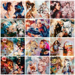 AZQSD Painting By Numbers Animal Girl DIY Coloring By Numbers HandPainted Kits Drawing Canvas Pictures Figure Home Decor