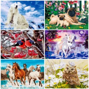 AZQSD Unframed Horse DIY Painting By Numbers Animals Kit Coloring By Numbers Wall Art Picture Acrylic Paint On Canvas Home Decor